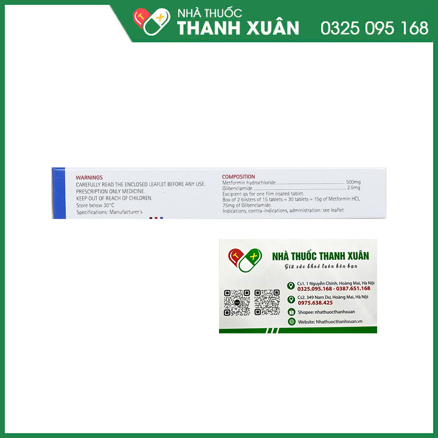 Glucovance 500mg/2.5mg thuốc điều trị đái tháo đường typ II